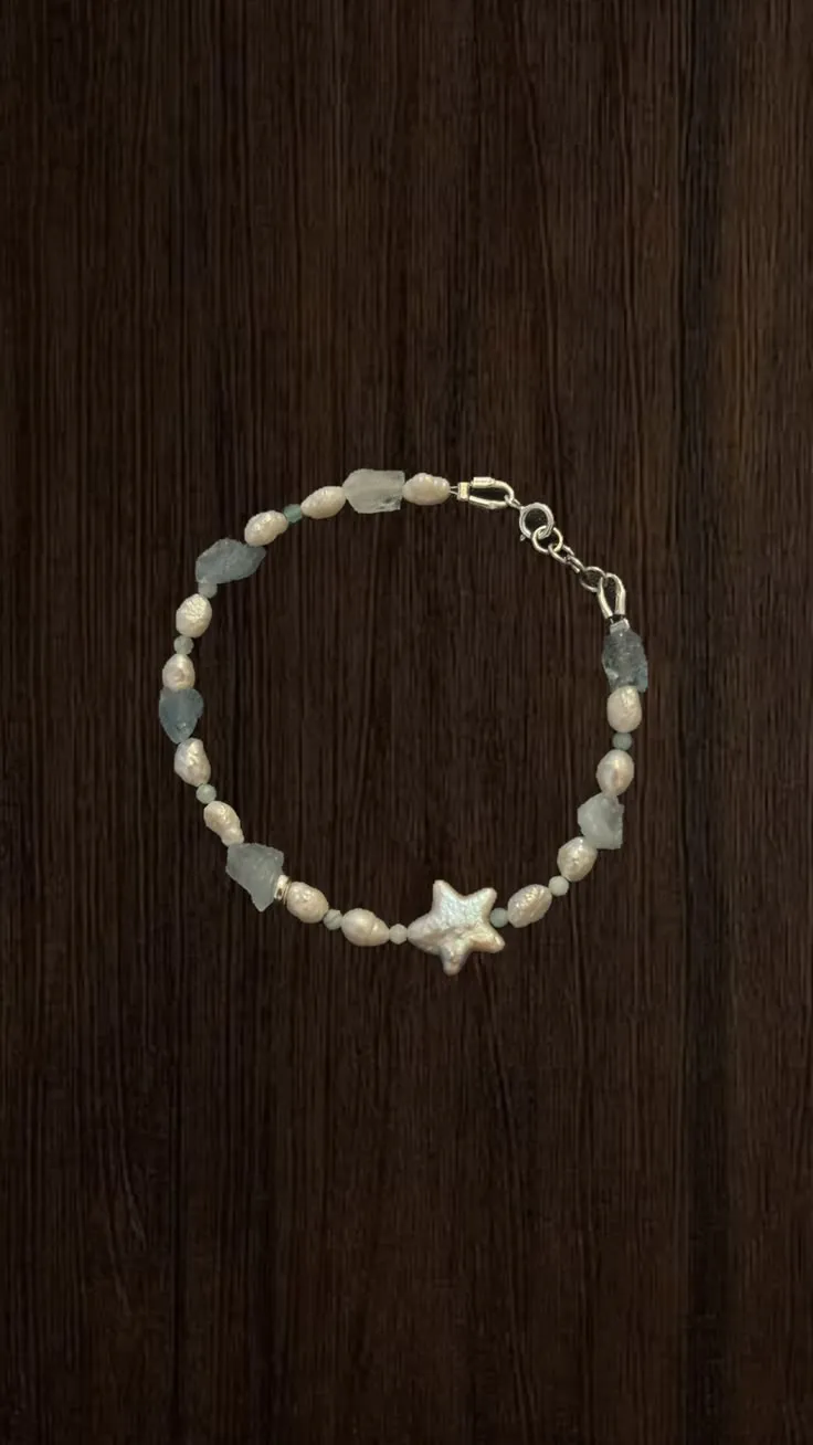 Necklace Acvamarin · Star Bracelet — bracelet · raw aquamarine · baroque star